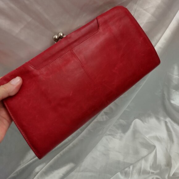 ^ HOBO International, Pink Fuchsia Magenta LEATHER Clutch Purse Handbag LARGE - Picture 9 of 10